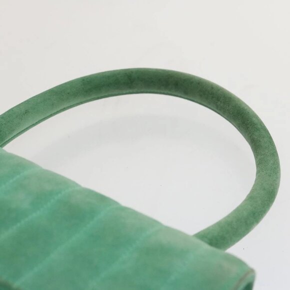 CHANEL Hand Bag Suede Green CC Auth 68731A - Picture 9 of 16